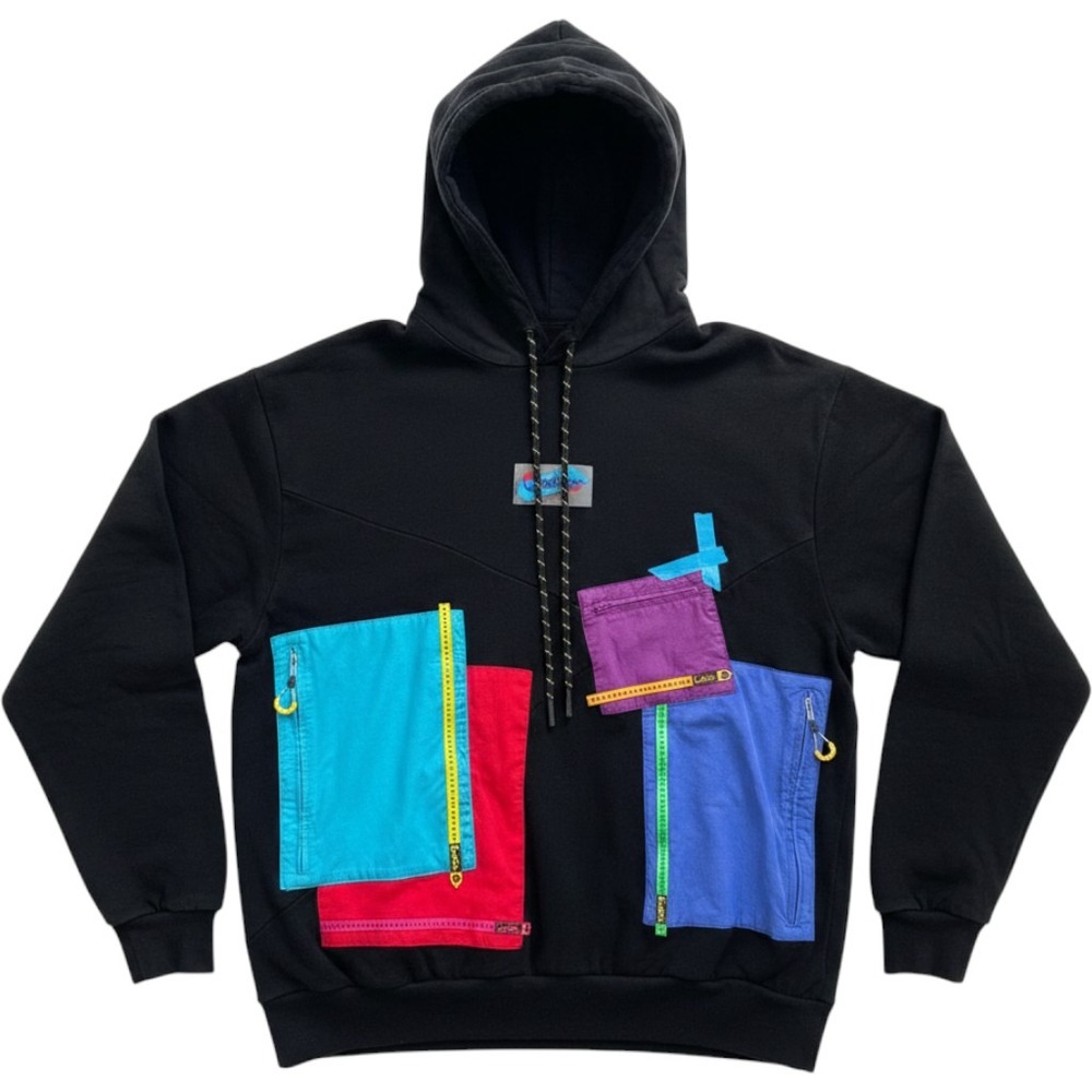 Cookies Hoodie Mens XL Black Good Patchwork Utility Pocket Streetwear Sweatshirt